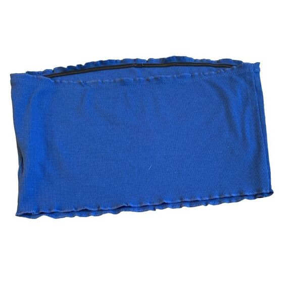 5/$25 DEAL frill trim rib-knit bandeau top blue - Picture 5 of 6